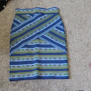 BCBGMaxAzria Blue and Green Striped Skirt